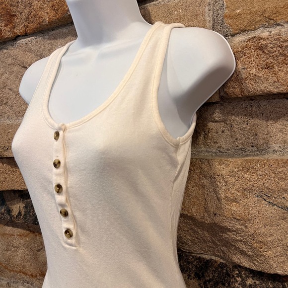Madewell Indie Henley Neutral Cream Tank Top Thong Bodysuit Sz Small - Picture 3 of 8